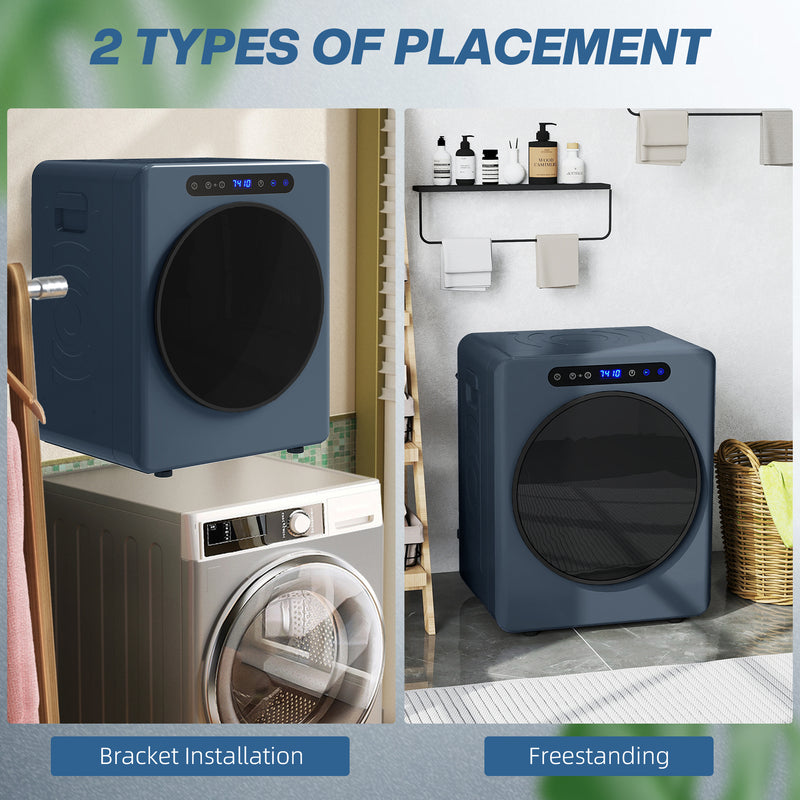 Compact Vented Tumble Dryer for Small Spaces with Touch Controls and 5kg Capacity Blue AOSOM