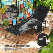 Five Position Reclining Sun Lounger Black Adjustable Garden Chair by Outsunny