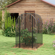 Steel Garden Fruit Cage with Zipped Door for Plant Protection 1.2 x 1.2 x 1.9m Black AOSOM