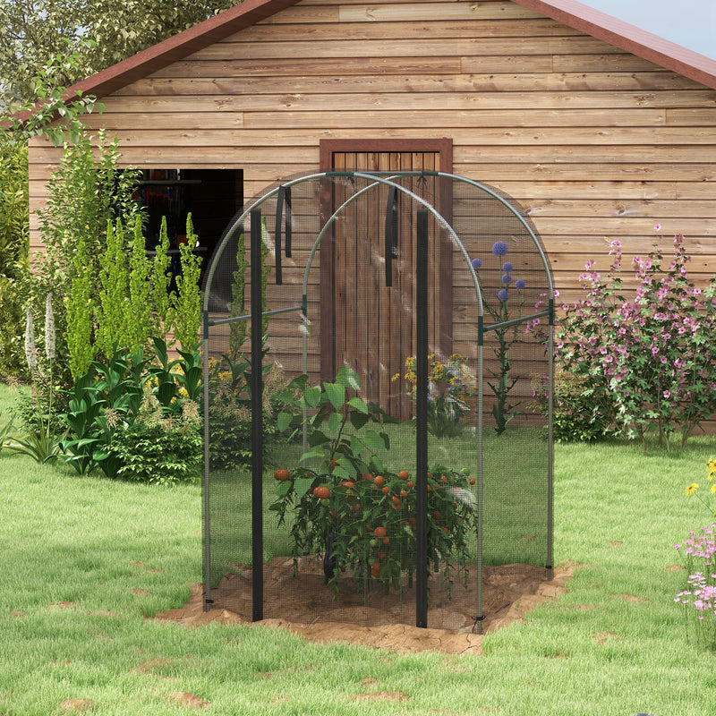 Steel Garden Fruit Cage with Zipped Door for Plant Protection 1.2 x 1.2 x 1.9m Black AOSOM