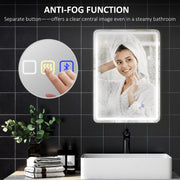 Bluetooth LED Bathroom Mirror with Clock and Anti-Fog 60 x 80 cm Silver Tone by HOMCOM