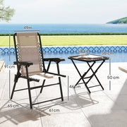 Three Piece Garden Bistro Set with Table and Chairs Khaki by Outsunny