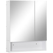 Wall Mounted Bathroom Mirror Cabinet With Adjustable Shelf and Double Doors, White