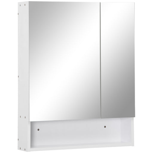 Wall Mounted Bathroom Mirror Cabinet With Adjustable Shelf and Double Doors, White