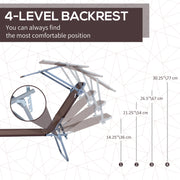 Brown 2 Piece Folding Sun Lounger Set with Adjustable Backrest and Sun Shade for Garden