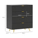 Black Four Drawer Elegant Bedside Table for Bedroom Storage by HOMCOM