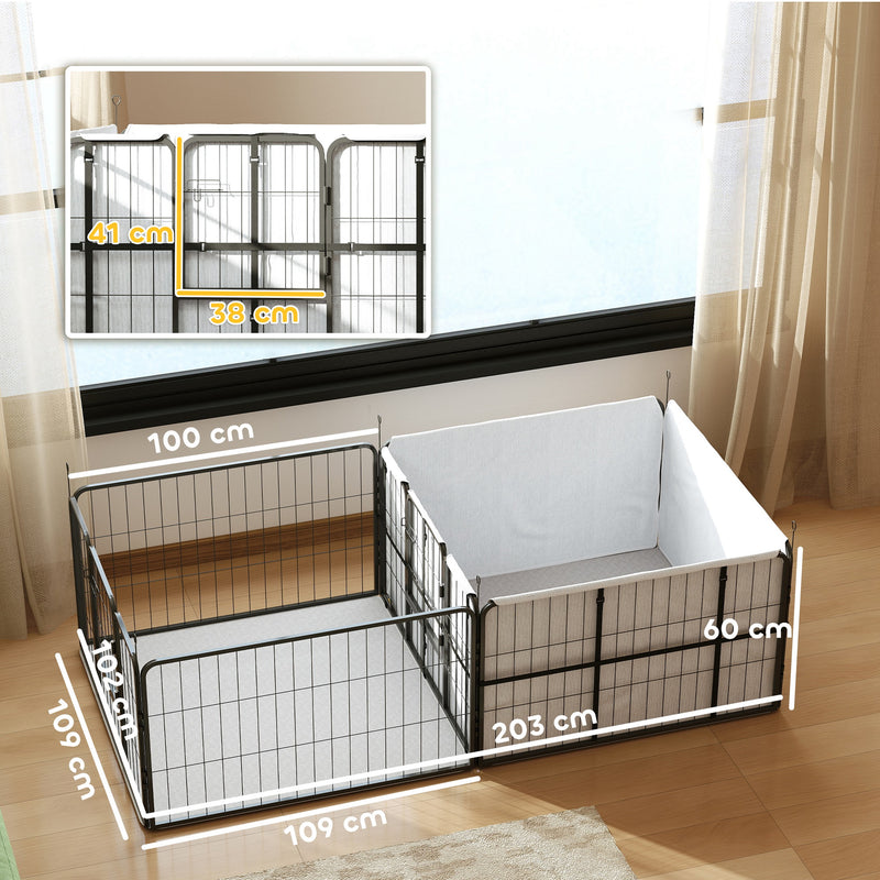 7 Panel Dog Whelping Box with Washable Pads Windproof Fabric for Small Medium Dogs by PawHut