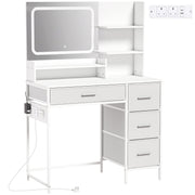 Homcom white dressing table with LED mirror, 4 drawers and metal frame
