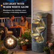 Water Fountain with LED Lights for Relaxing Indoor or Garden Spaces Stone Effect Outsunny