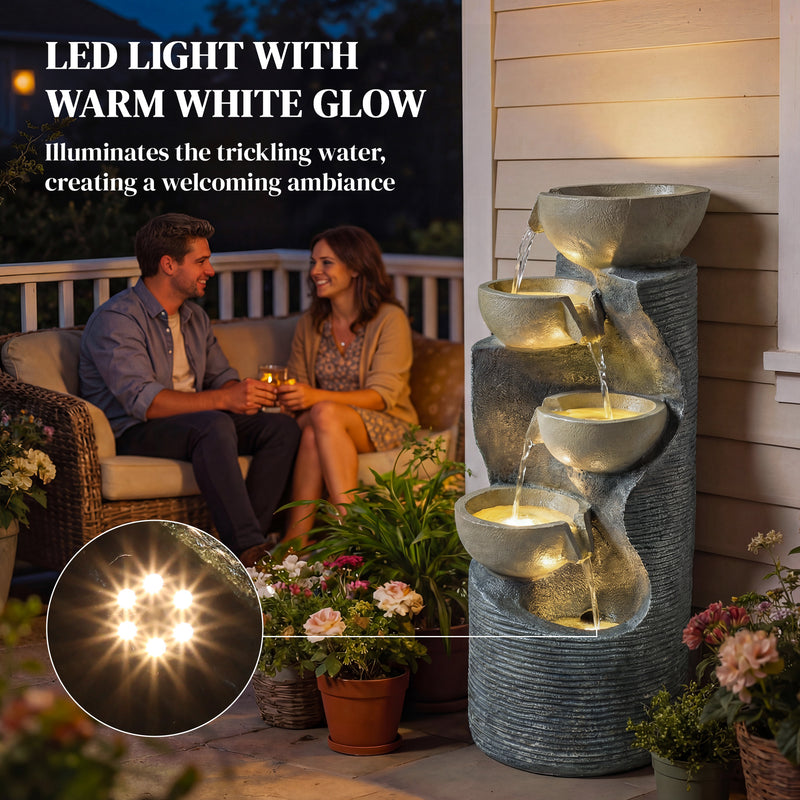 Water Fountain with LED Lights for Relaxing Indoor or Garden Spaces Stone Effect Outsunny