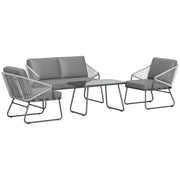 Grey Four Piece Rattan Garden Sofa Set With Strong Panels by Outsunny