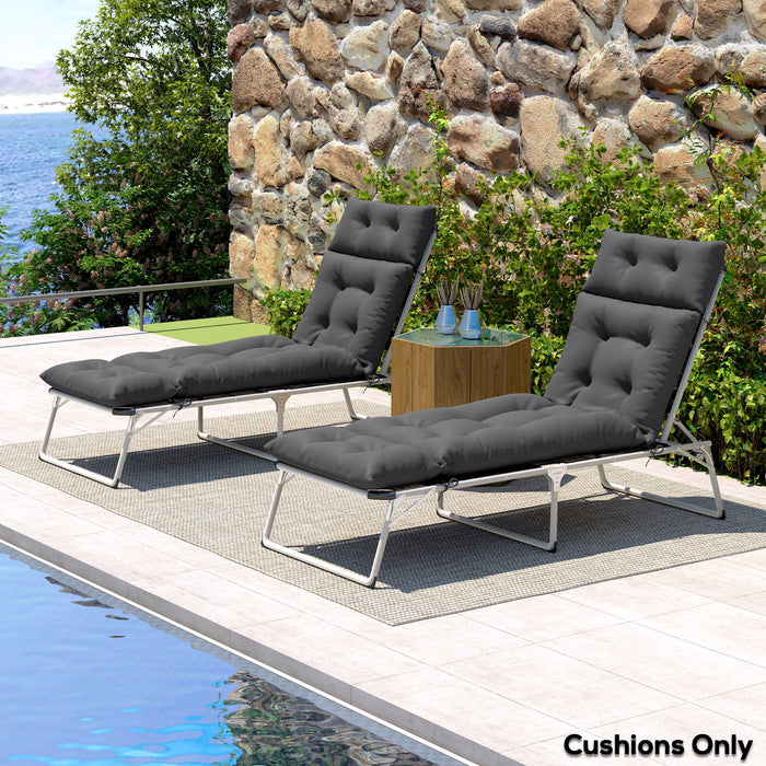 Dark Grey Sun Lounger Cushions Set of 2 190x56x10cm Thick UPF20+ Fabric by Outsunny