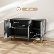 Sideboard Storage Cabinet with Adjustable Shelves for Living Room or Hallway High Gloss Grey AOSOM