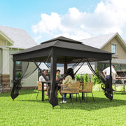 Pop Up Garden Gazebo with Netted Curtains for Shade and Insect Protection Black Outsunny