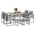 Nine Piece Garden Dining Set with Steel Frame in Grey by Outsunny