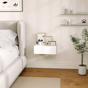 Wall Mounted Bedside Table with Drawer for Small Bedroom Storage and Space Saving, White