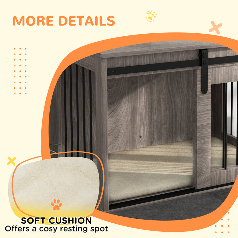 Dog Crate Furniture with Removable Cushion for Medium Pets Ideal as Side Table Brown