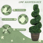 Set of 2 Spiral Boxwood Topiary Trees with Pots for Indoor or Outdoor Use 90cm Green