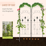 Set of 2 Metal Garden Trellises Scroll Design Supports Climbing Plants and Outdoor Vines
