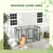 Grey Wooden Outdoor Cat House With Large Door, Platforms and Weatherproof Roof by PawHut