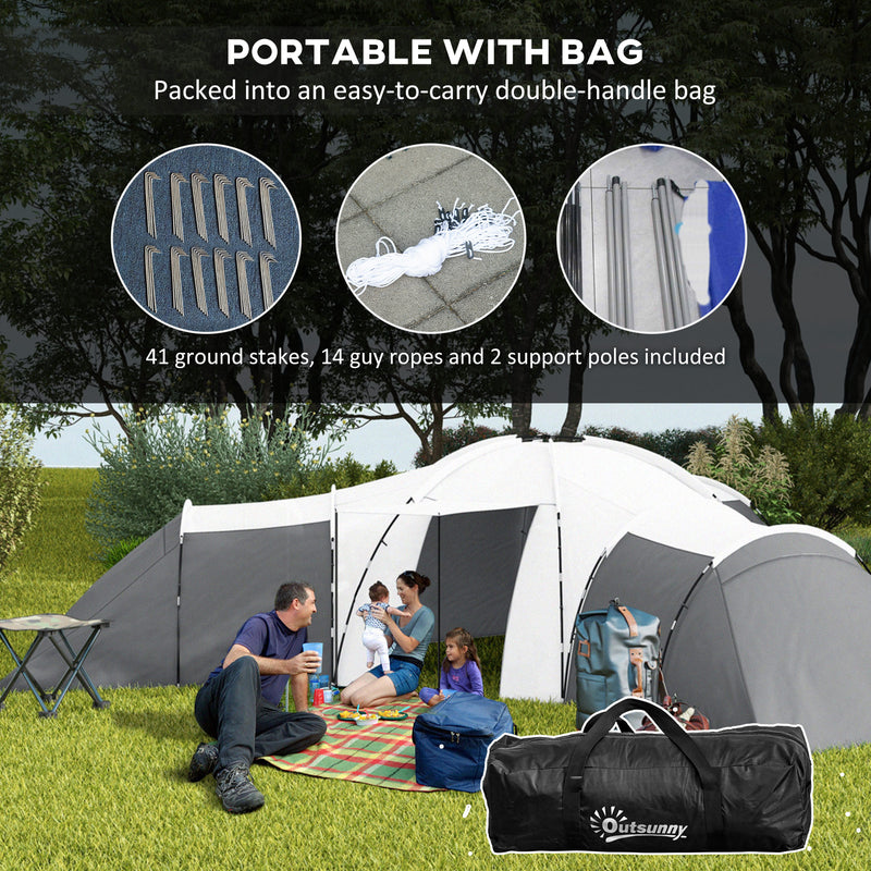Large Family Camping Tent with Three Bedrooms and Living Room for Group Trips Dark Grey