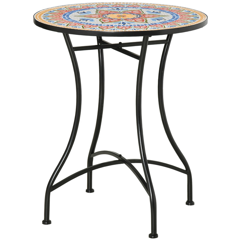 Outsunny Φ60cm Mosaic Outdoor Patio Table - Red AOSOM