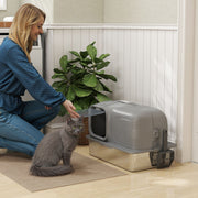 Extra Large Stainless Steel Cat Litter Tray with Odour Control and High Sides, Silver