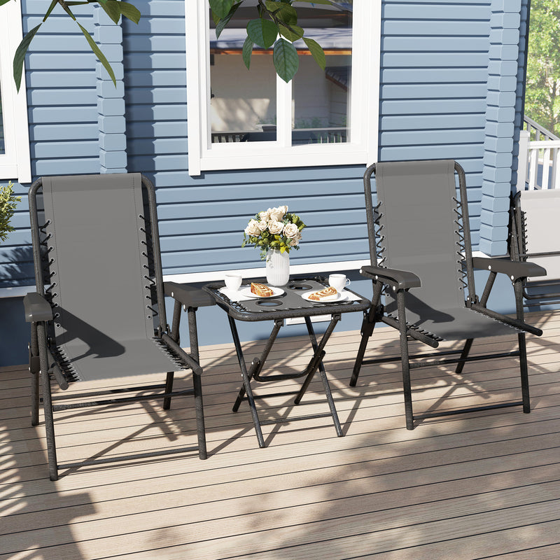 Three Piece Garden Table and Chair Set Dark Grey by Outsunny