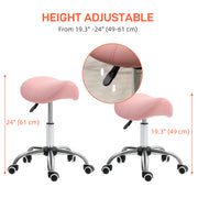 Height Adjustable Saddle Stool For Salon Massage Or Spa With Faux Leather Seat Pink