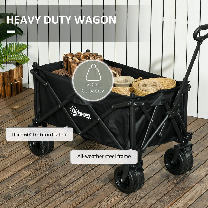 Folding Garden Trolley Wagon With Carry Bag For Camping Beach And Festivals 120kg Capacity