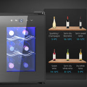 Six Bottle Countertop Wine Fridge 8-18℉ Temperature Control Black by HOMCOM