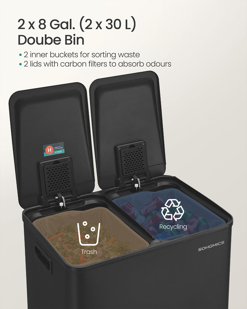 Pedal bin removable inner buckets close-up