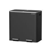 Songmics black dual compartment pedal bin on a plain background