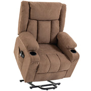 HOMCOM dual motor electric lift recliner chair in brown with side pockets and cup holders