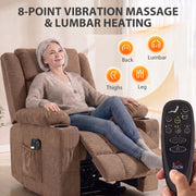 Diagram showing the 8-point vibration massage zones and lumbar heating with remote control
