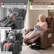 Comparison of single motor and dual motor recline control for backrest and footrest
