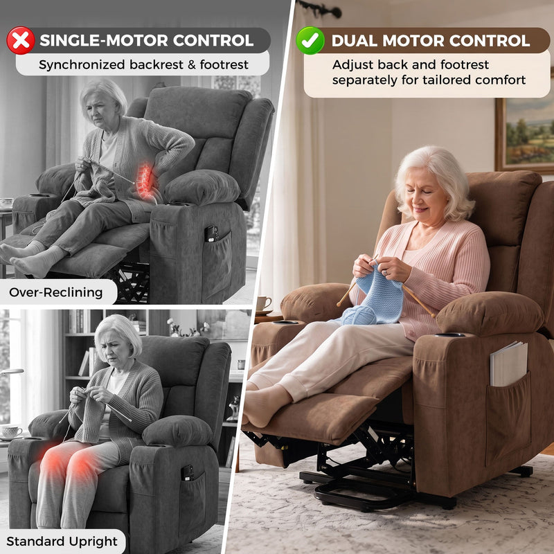 Comparison of single motor and dual motor recline control for backrest and footrest
