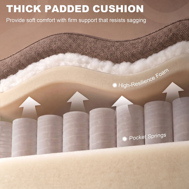 Cutaway view of the high-resilience foam and pocket spring cushion layers