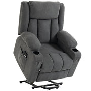 HOMCOM dual motor electric lift recliner chair in dark grey with side pockets and cup holders