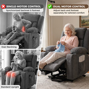 Comparison of single motor and dual motor recline control for backrest and footrest