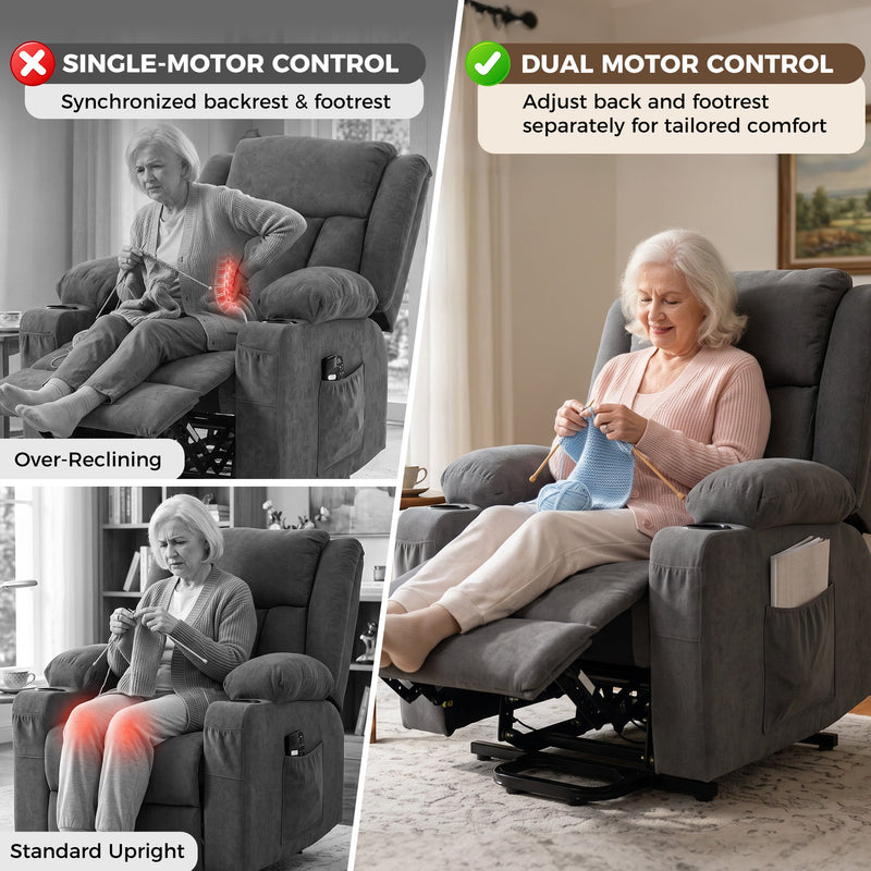 Comparison of single motor and dual motor recline control for backrest and footrest