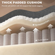 Cutaway view of the high-resilience foam and pocket spring cushion layers