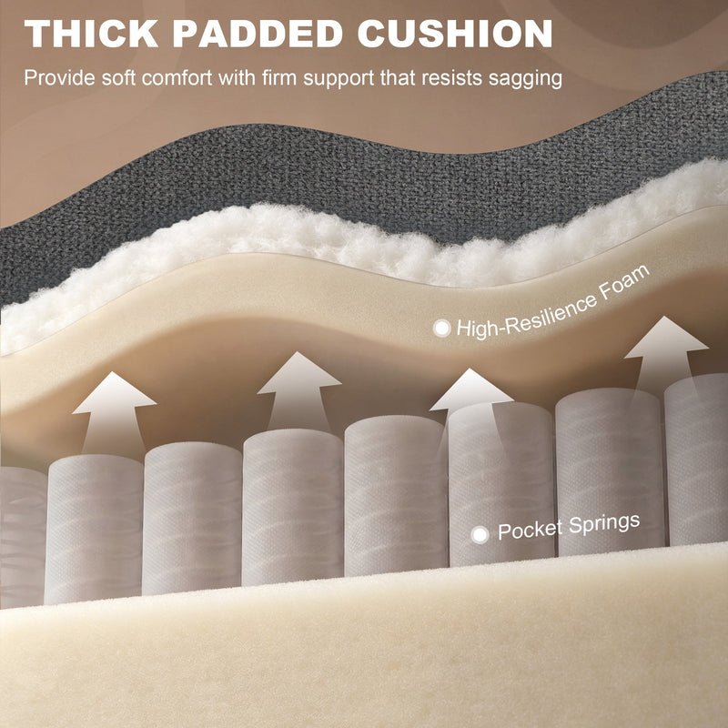 Cutaway view of the high-resilience foam and pocket spring cushion layers
