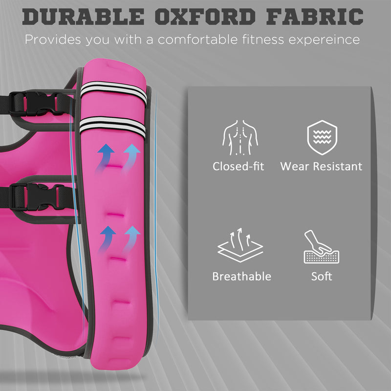 Adjustable Weighted Vest for Running and Strength Training with Mesh Pocket 8kg Pink AOSOM
