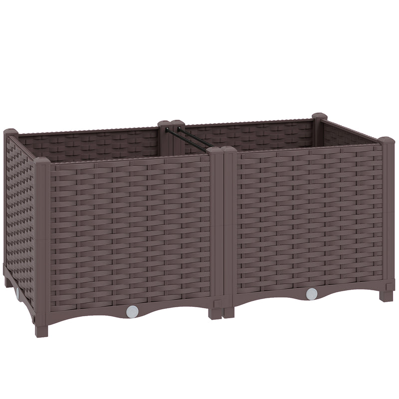Modular Raised Garden Bed for Easy Planting on Patios and Balconies, Brown Outsunny