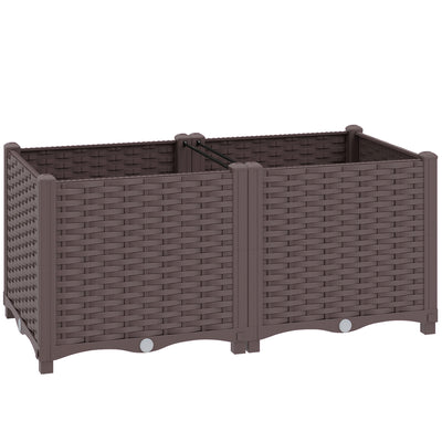 Modular Raised Garden Bed for Easy Planting on Patios and Balconies, Brown Outsunny