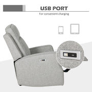 Electric Reclining Armchair with USB Charging Port and Footrest for Relaxing Grey