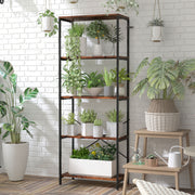 5 Tier Industrial Bookcase With Metal Frame For Home Or Office Storage Rustic Brown And Black