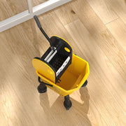 Yellow 26 Litre Mop Bucket with Wringer and Mop for Commercial Cleaning by Outsunny AOSOM