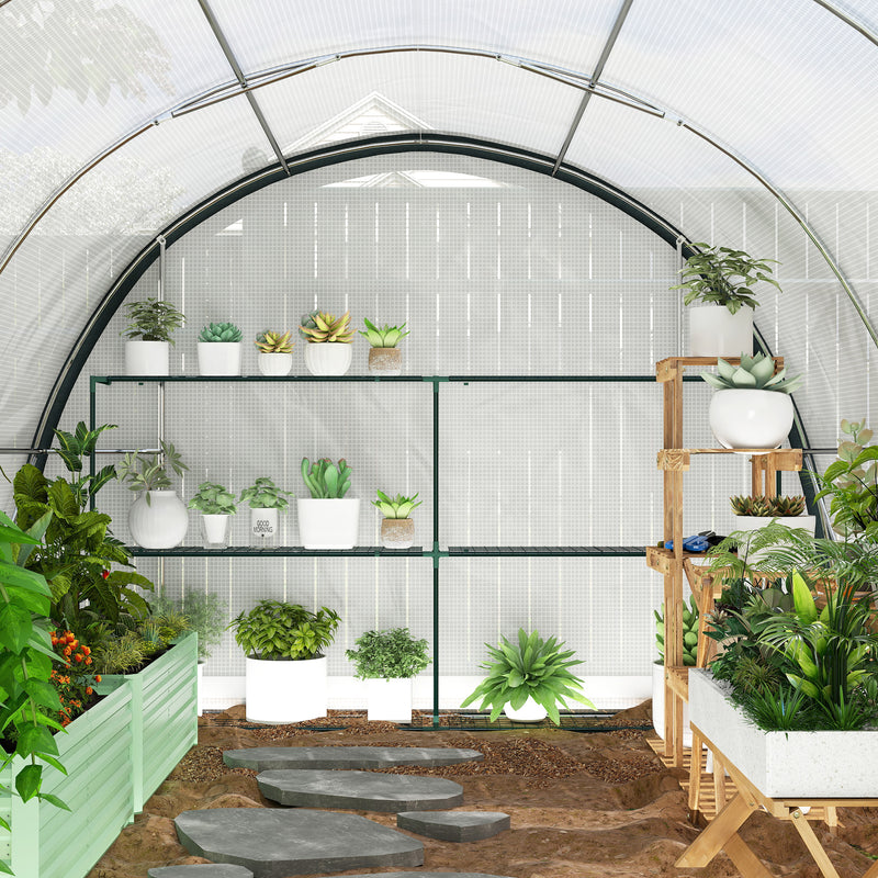 White 4x3m Walk In Tunnel Greenhouse with Steel Frame by Outsunny